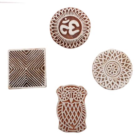 Set of 4 Piece New Mix Wooden Printing Block